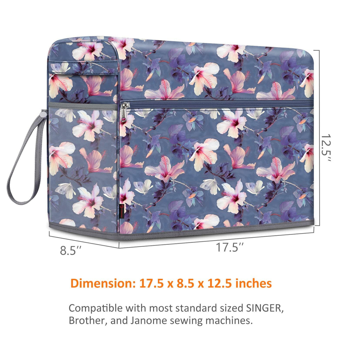 FINPAC Sewing Machine Dust Cover with Pockets for Singer Brother Janome