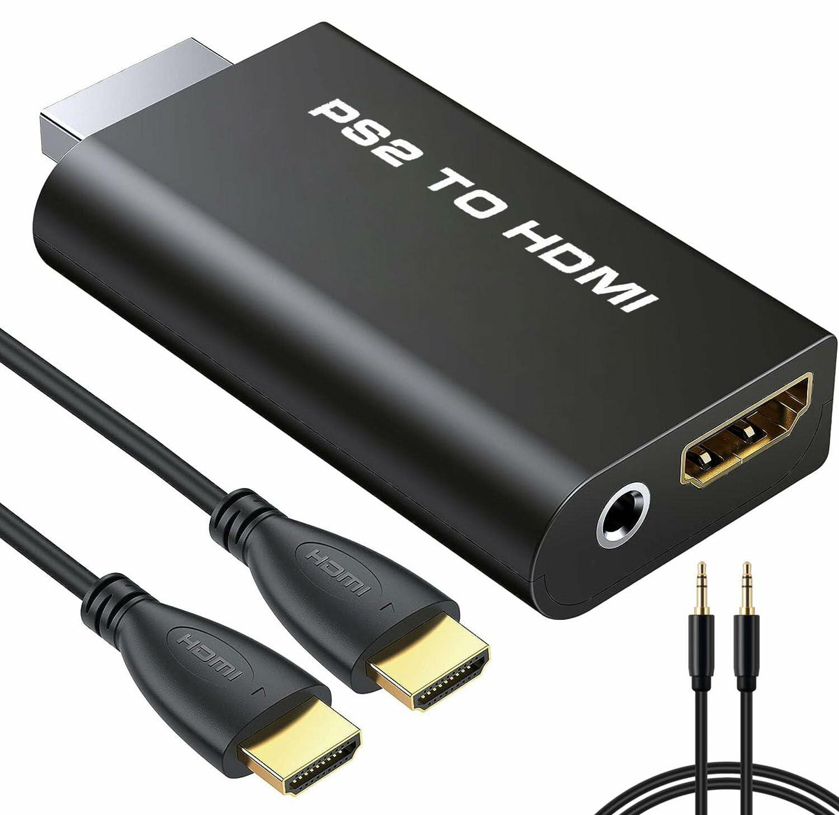 sartyee PS2 to HDMI Adapter Converter with 3.5mm Audio Cable Black