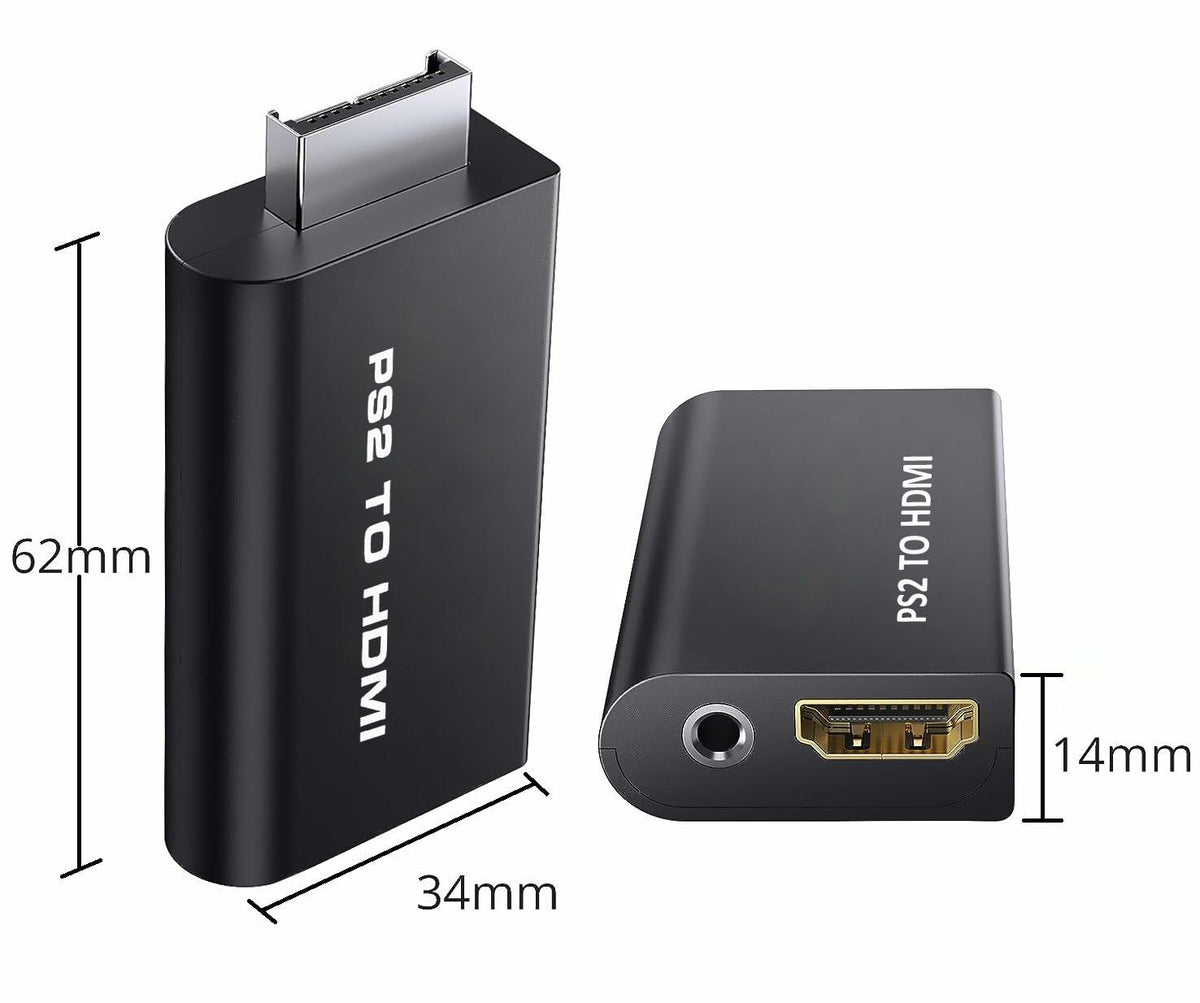 sartyee PS2 to HDMI Adapter Converter with 3.5mm Audio Cable Black