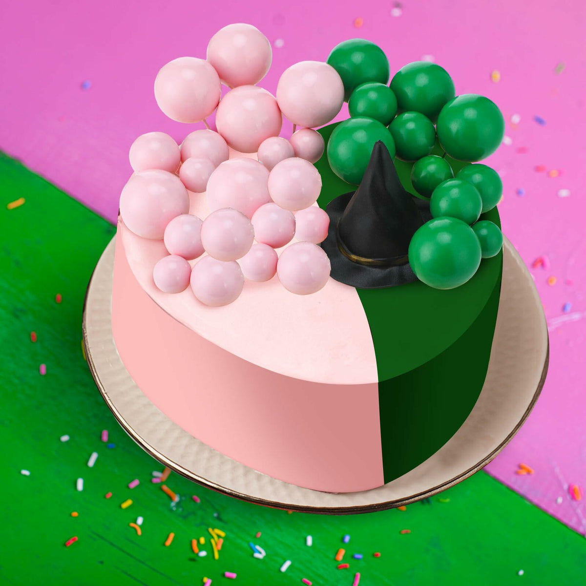 Geelin 41 piezas Decoración para pastel de bruja de Halloween, globos rosa, verde, plateado y negro