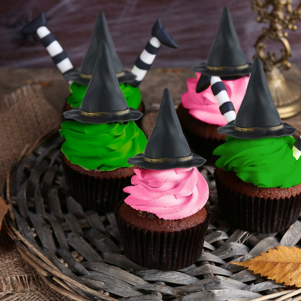 Geelin 41 piezas Decoración para pastel de bruja de Halloween, globos rosa, verde, plateado y negro