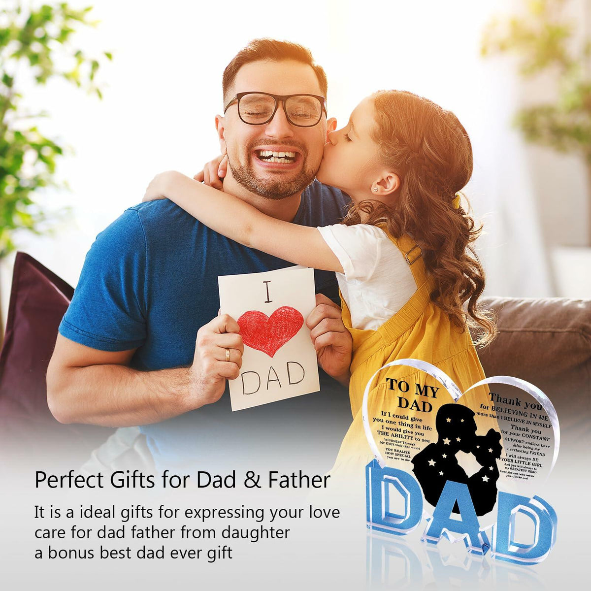 Placa de regalo para papá por el Día del Padre de parte de su hija - Ideal para cumpleaños o Navidad
