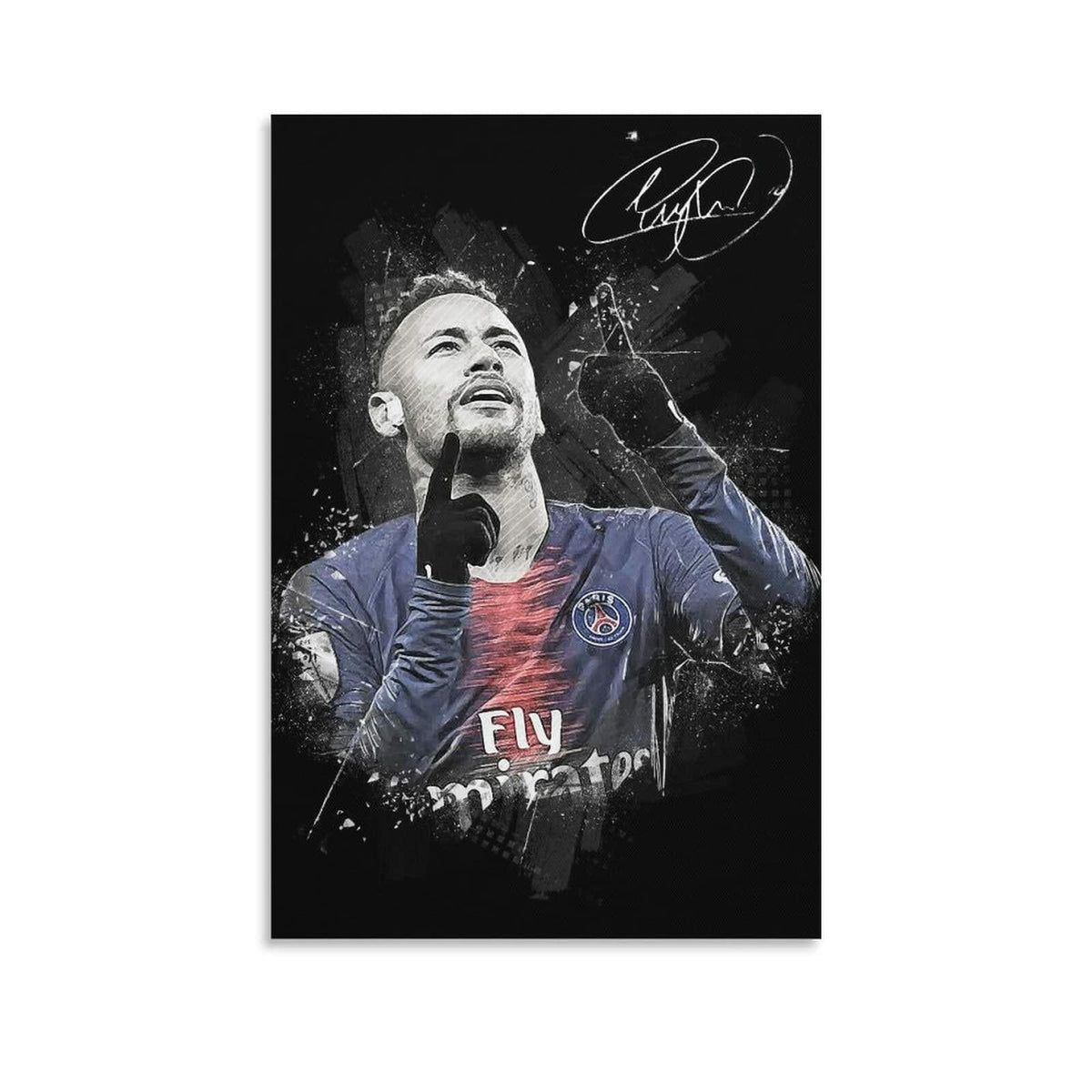 Póster artístico en lienzo de Neymar, 16 x 24 pulgadas, sin marco