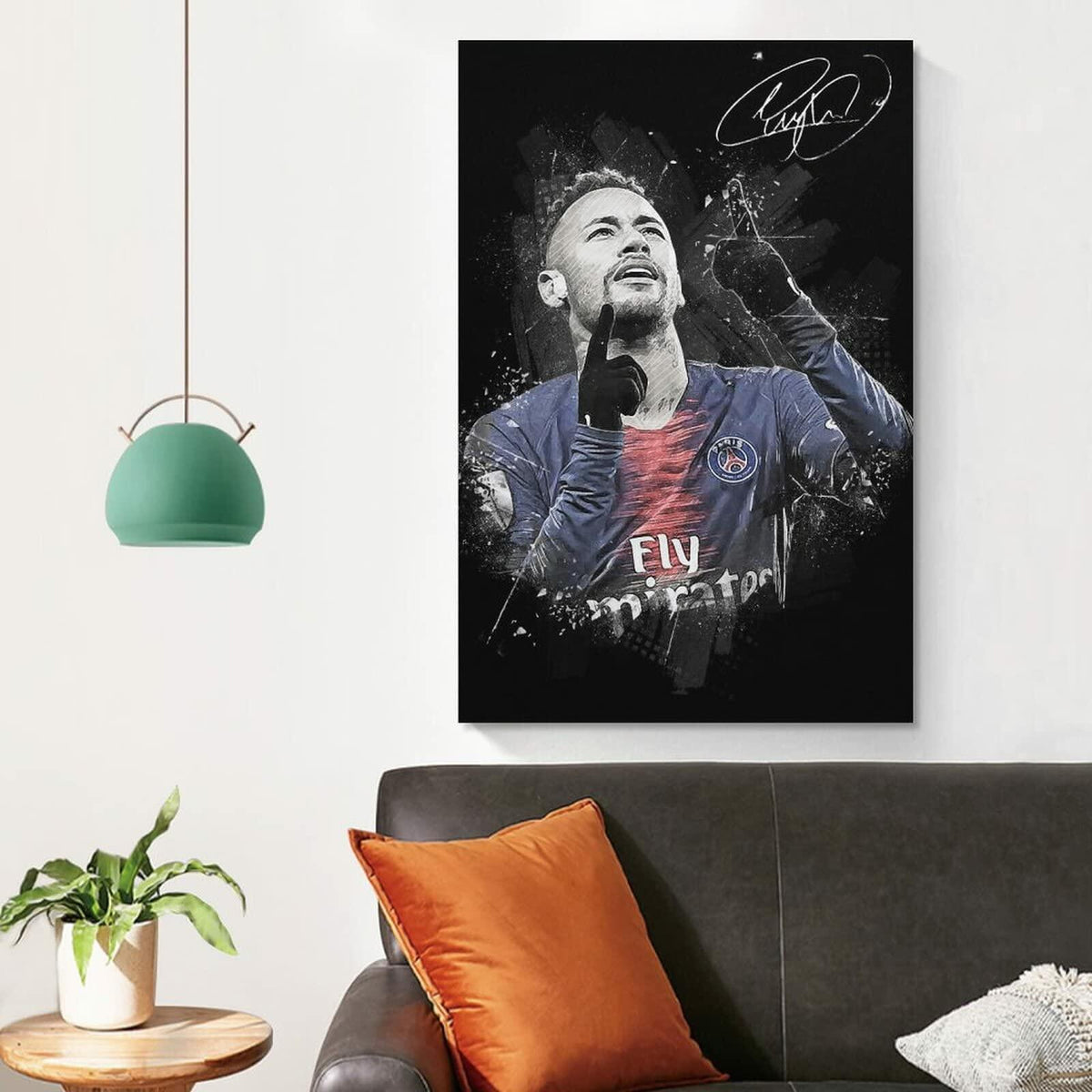 Póster artístico en lienzo de Neymar, 16 x 24 pulgadas, sin marco