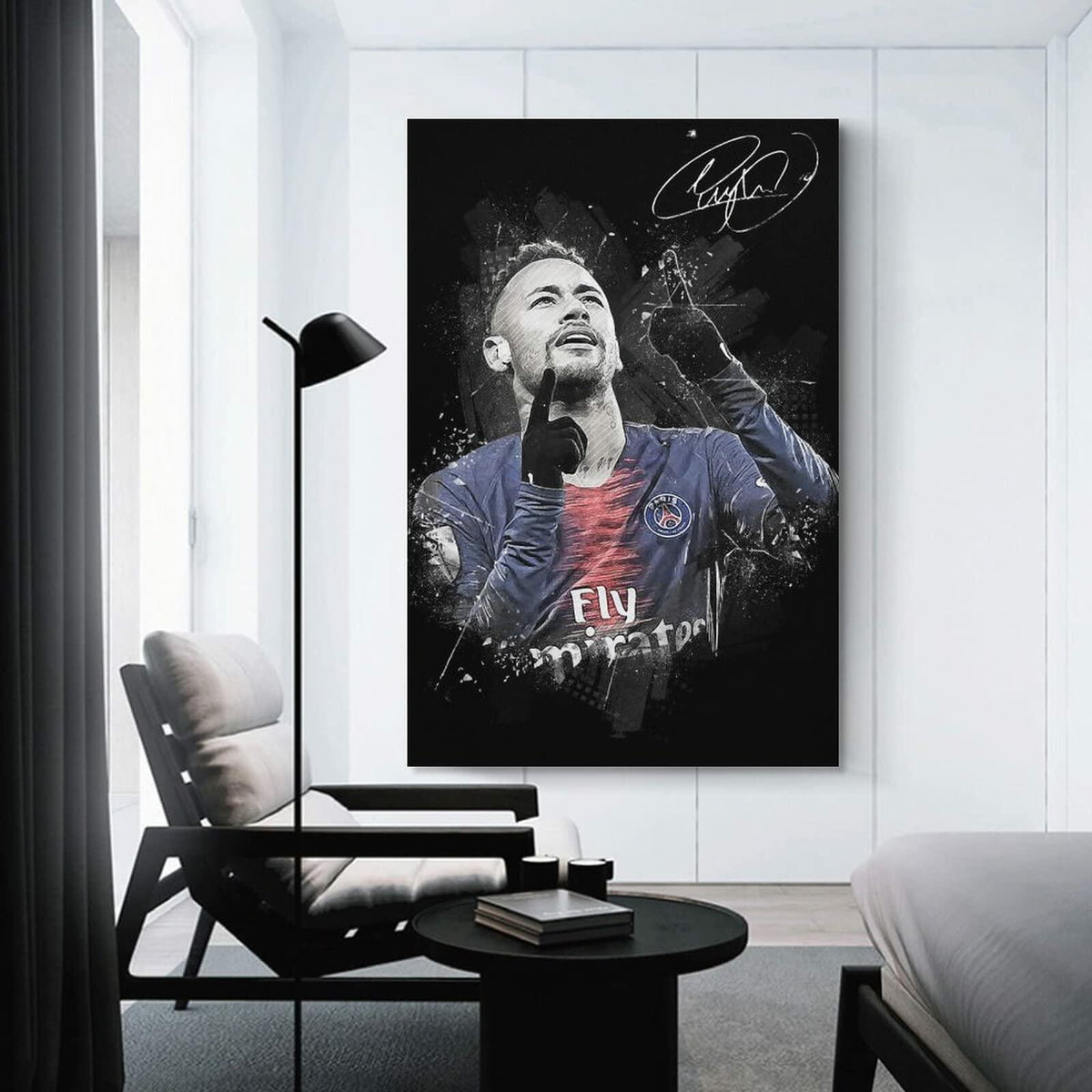 Póster artístico en lienzo de Neymar, 16 x 24 pulgadas, sin marco