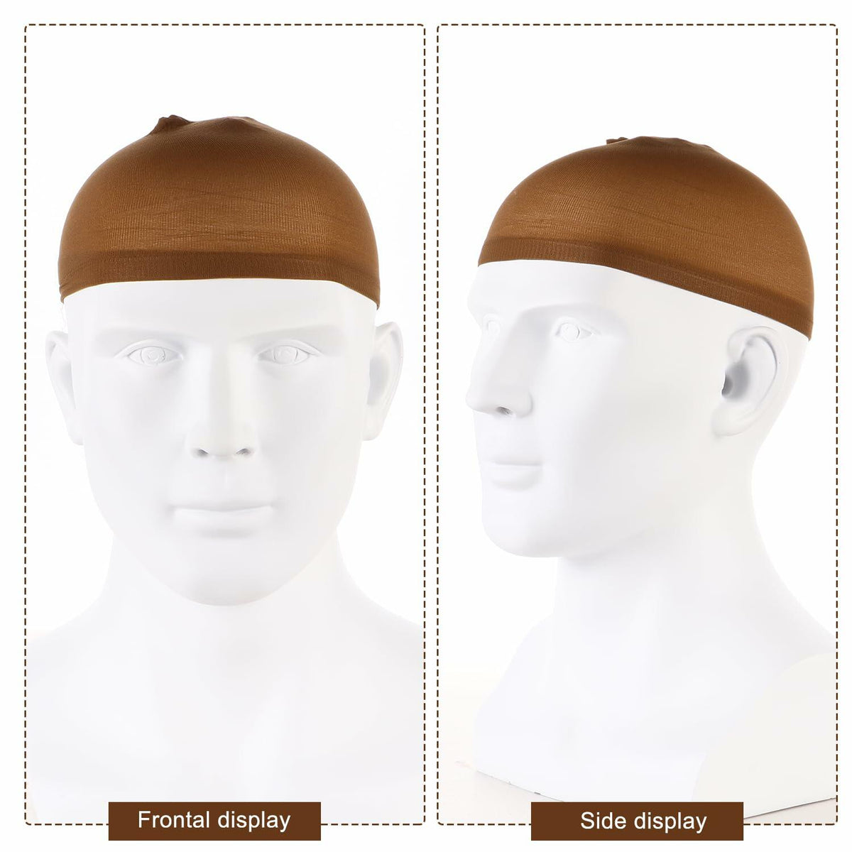 Arcjunys 8 gorros de nailon elásticos para pelucas, para mujer, para pelucas frontales de encaje, color marrón piel