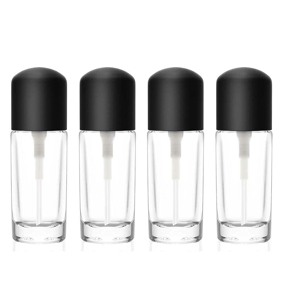 Furnido, paquete de 4 frascos redondos de vidrio transparente de 30 ml para loción o esencia con bomba dosificadora