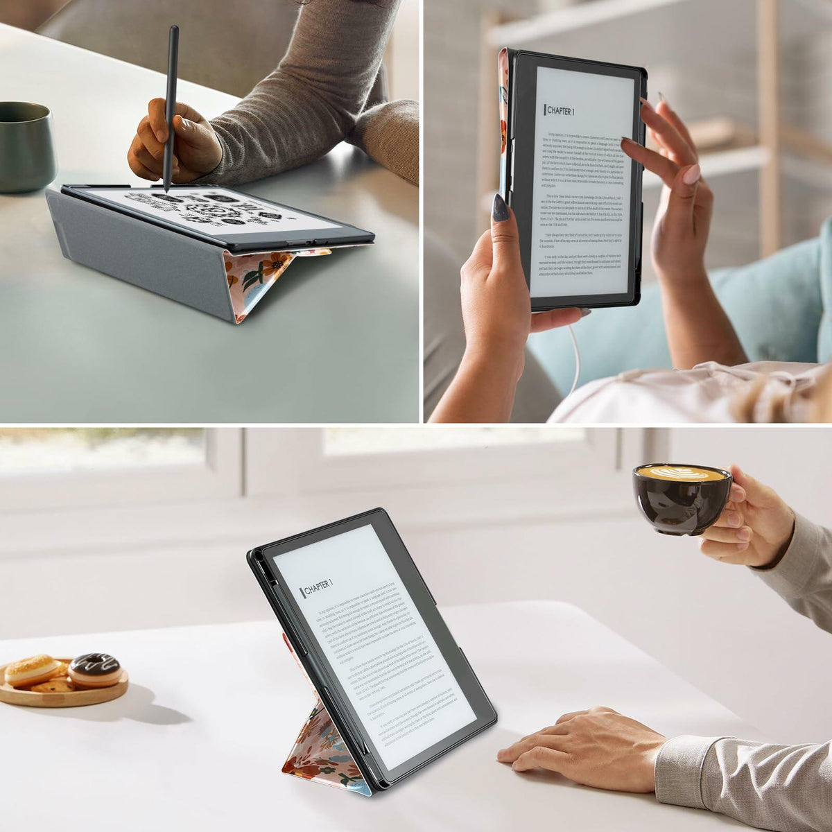 CoBak PU Leather Tablet Case 10.2in 2022/2024 Auto Sleep Wake Pen Holder Orange