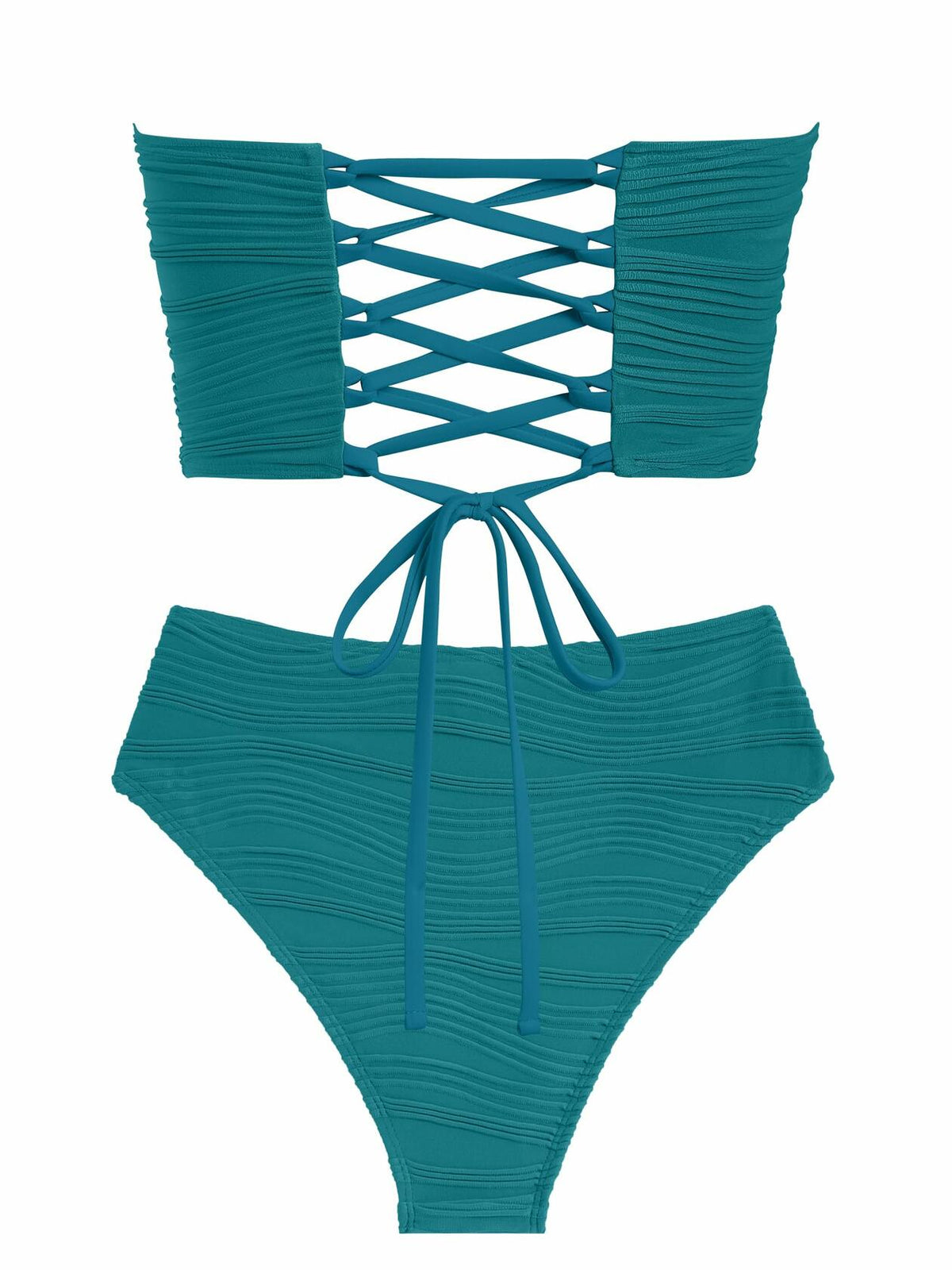 Conjunto de bikini ZAFUL sin tirantes, de cintura alta y con efecto push-up para mujer, rosa intenso, talla S
