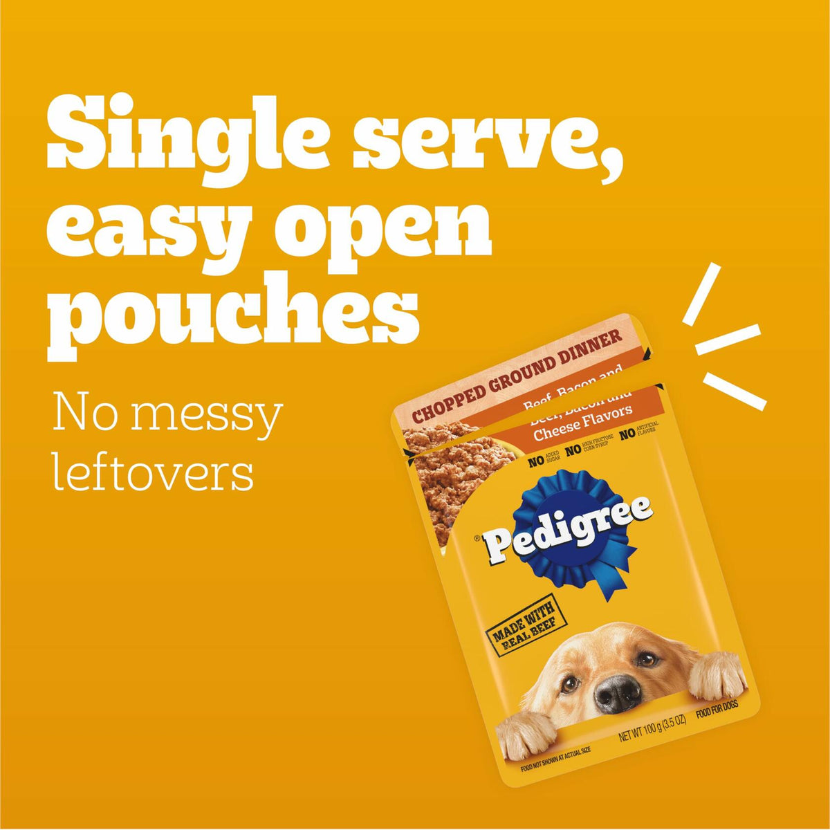 BestBy11/25 Pedigree Adult Soft Wet Dog Food Beef Bacon Cheese 3.5oz 16-Count