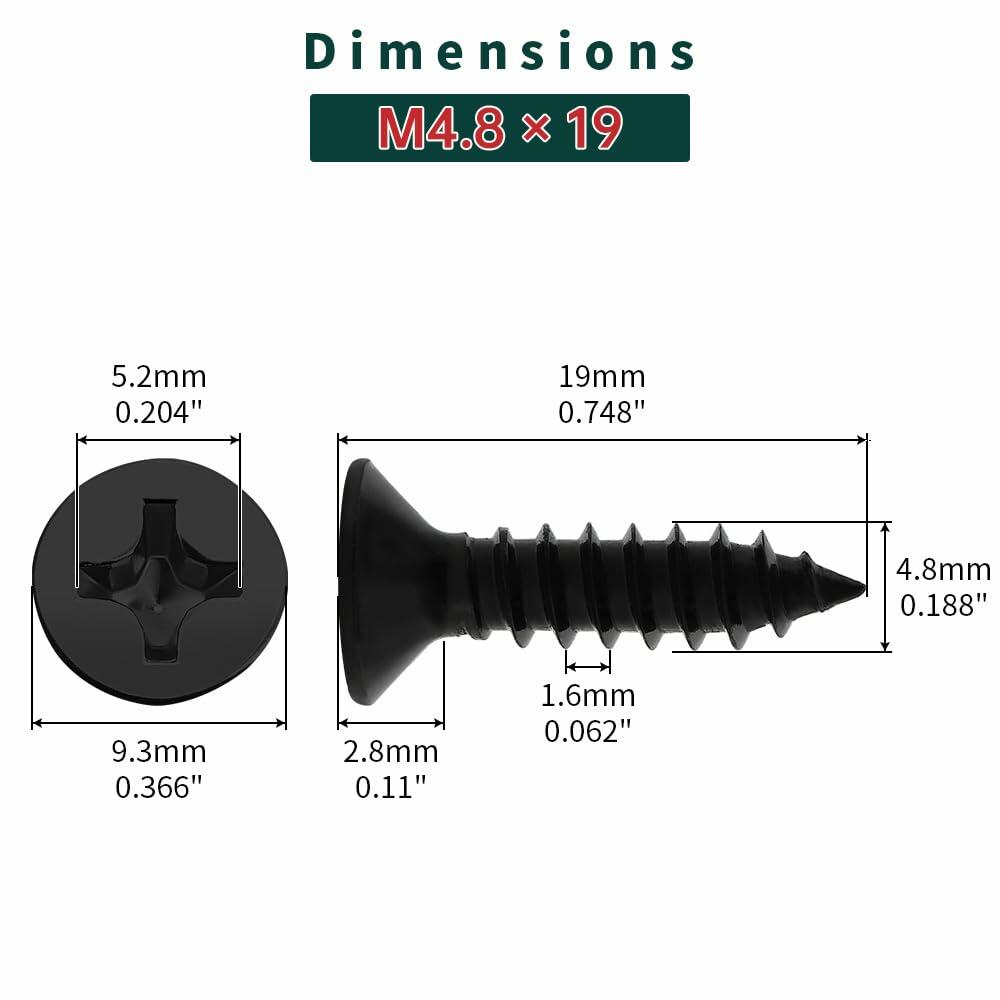 Tornillos para madera Fayeploo de cabeza plana de #10x3/4", 50 piezas, acero inoxidable con óxido negro