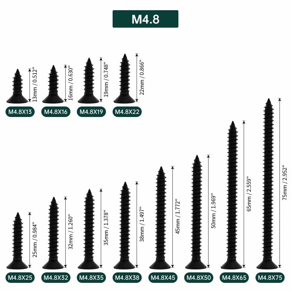 Tornillos para madera Fayeploo de cabeza plana de #10x3/4", 50 piezas, acero inoxidable con óxido negro