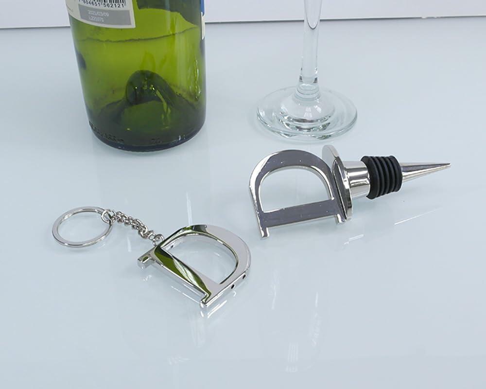 Juego de regalo con inicial Lutong, llavero y tapón de botella, metal plateado, 2 piezas
