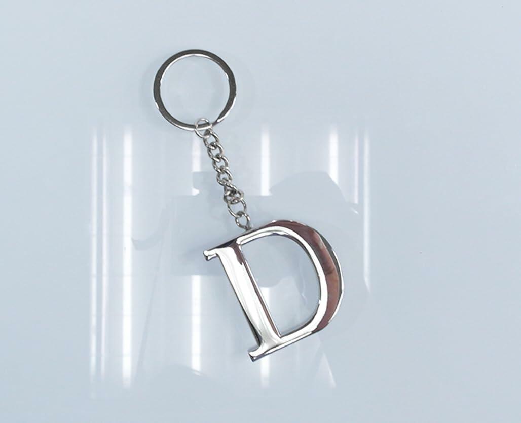 Juego de regalo con inicial Lutong, llavero y tapón de botella, metal plateado, 2 piezas