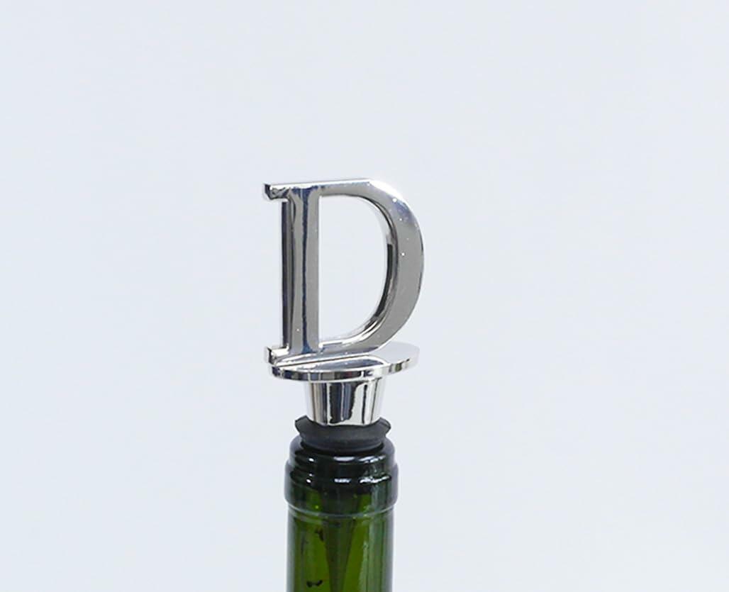 Juego de regalo con inicial Lutong, llavero y tapón de botella, metal plateado, 2 piezas
