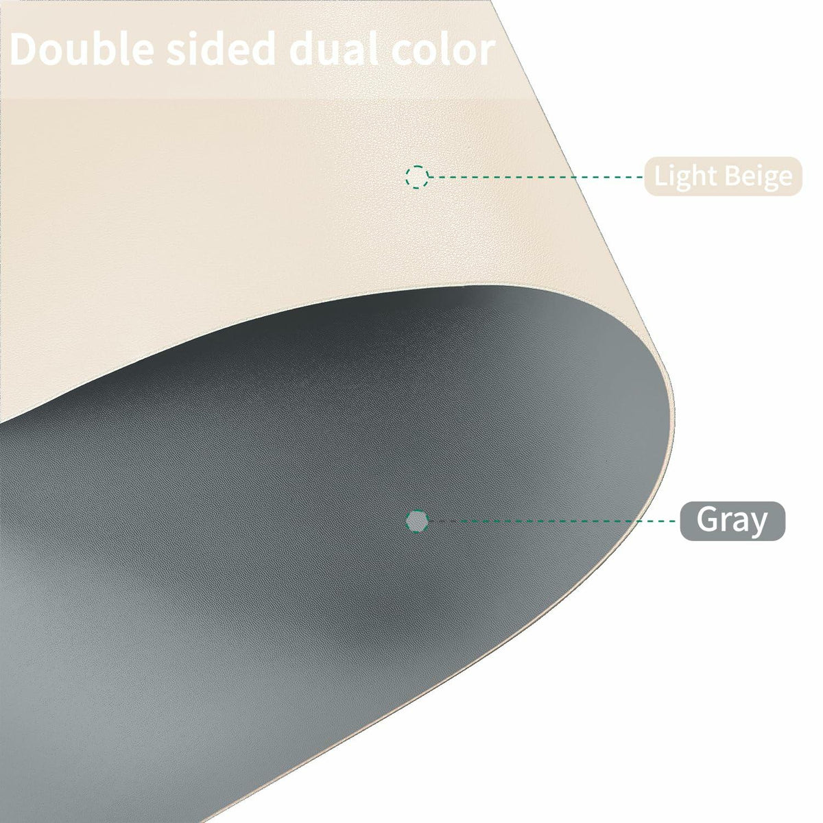 Zinkooat Leather Desk Mat 12x42 Inch 1.8mm Thick Off White Light Gray