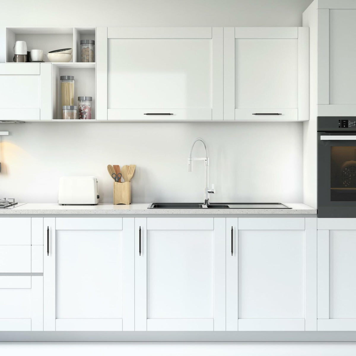 NOKESS 30 Pack 7.9" Matte Black Cabinet Pulls 5" Hole Center Kitchen