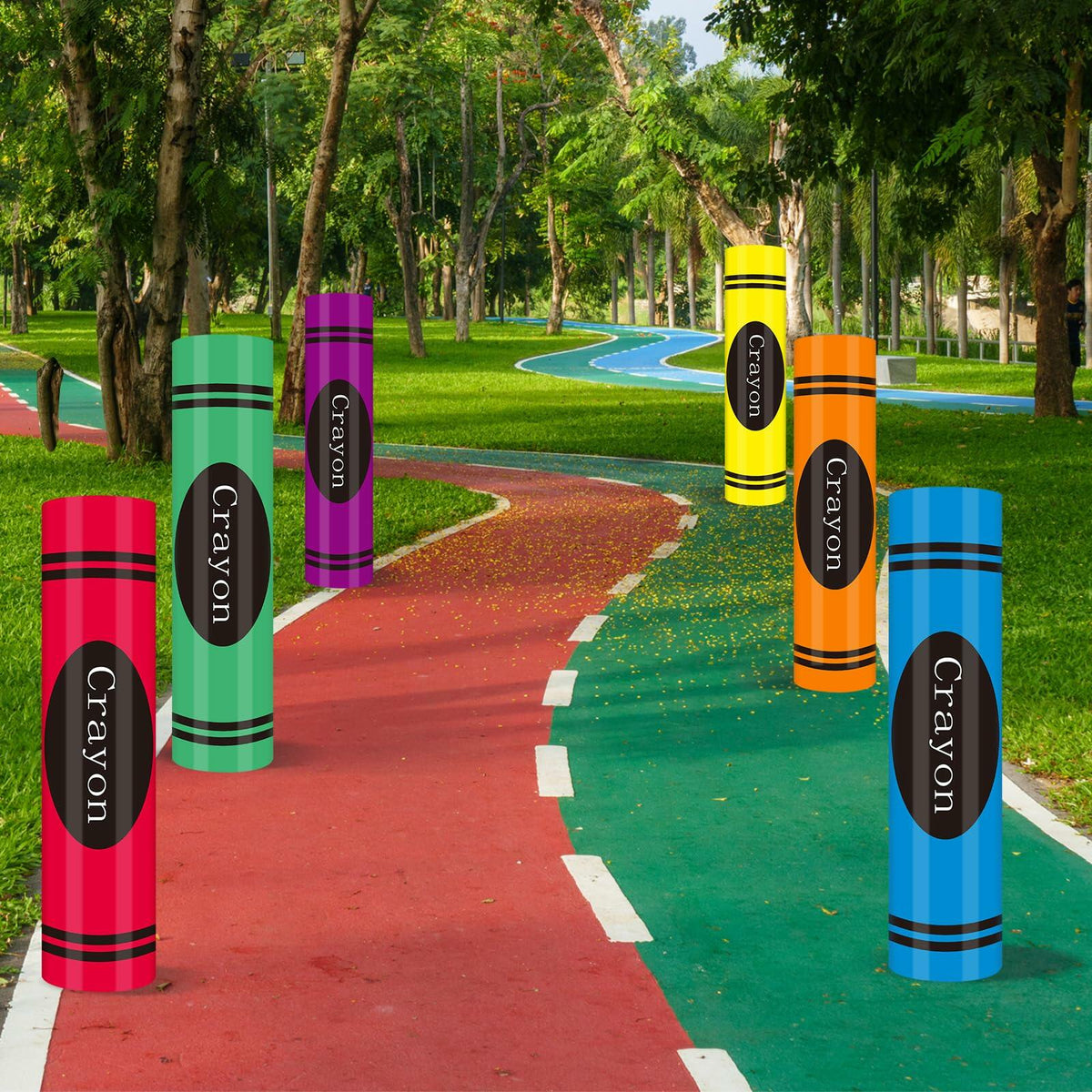 WinnerWhy Jumbo 17in Neon Cardboard Crayons 6 Pcs Rainbow Colors