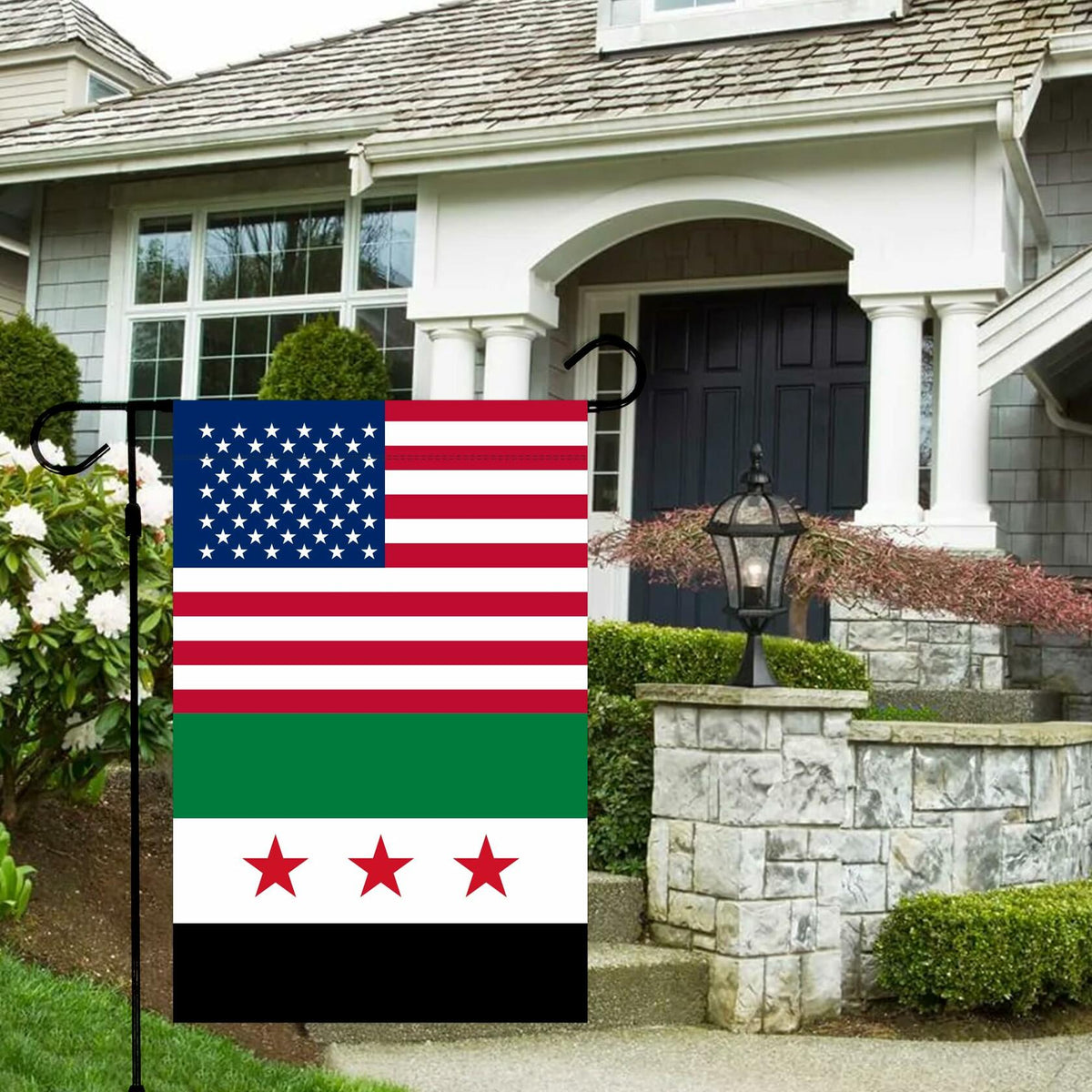 Bandera de jardín siria KIIPOAPAU de 12x18 pulgadas, estandarte de poliéster de doble cara para jardín