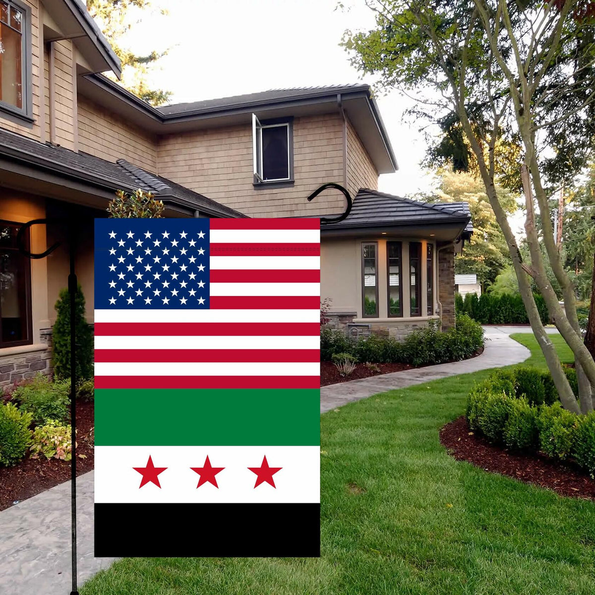 Bandera de jardín siria KIIPOAPAU de 12x18 pulgadas, estandarte de poliéster de doble cara para jardín