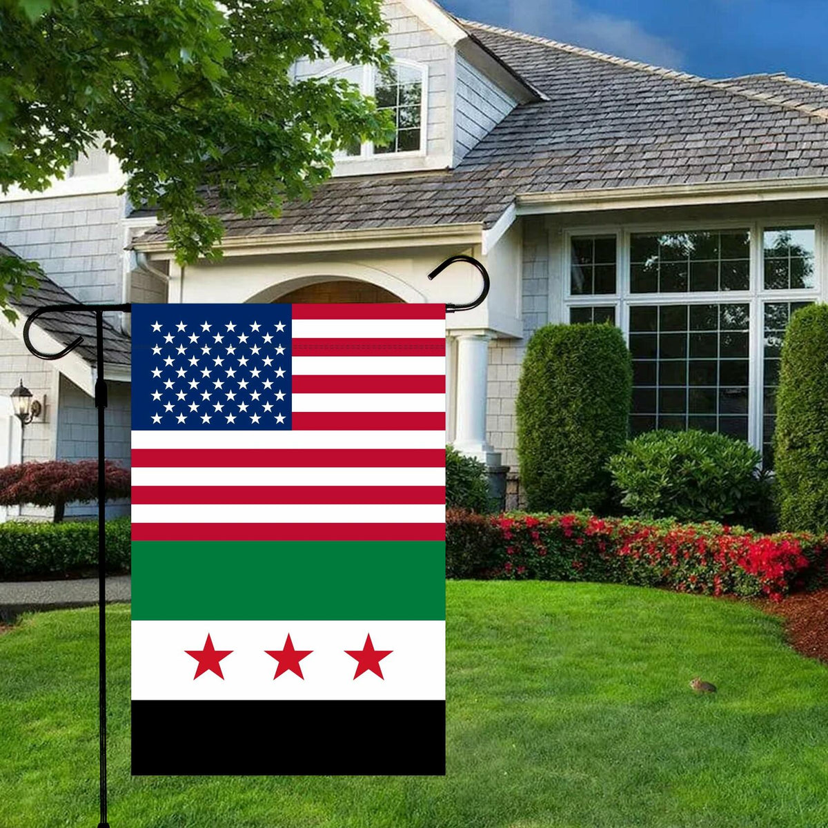 Bandera de jardín siria KIIPOAPAU de 12x18 pulgadas, estandarte de poliéster de doble cara para jardín
