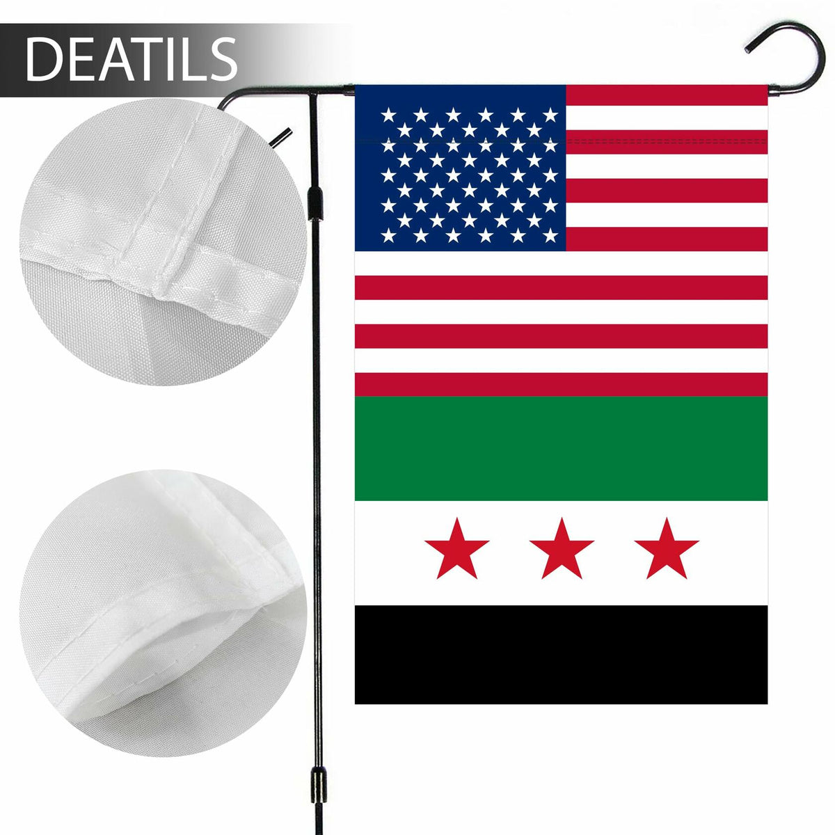 Bandera de jardín siria KIIPOAPAU de 12x18 pulgadas, estandarte de poliéster de doble cara para jardín