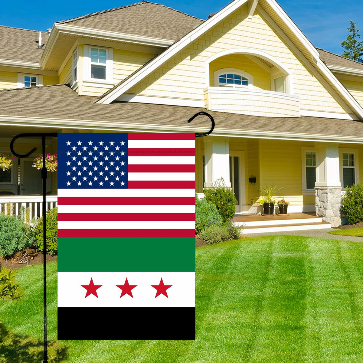 Bandera de jardín siria KIIPOAPAU de 12x18 pulgadas, estandarte de poliéster de doble cara para jardín