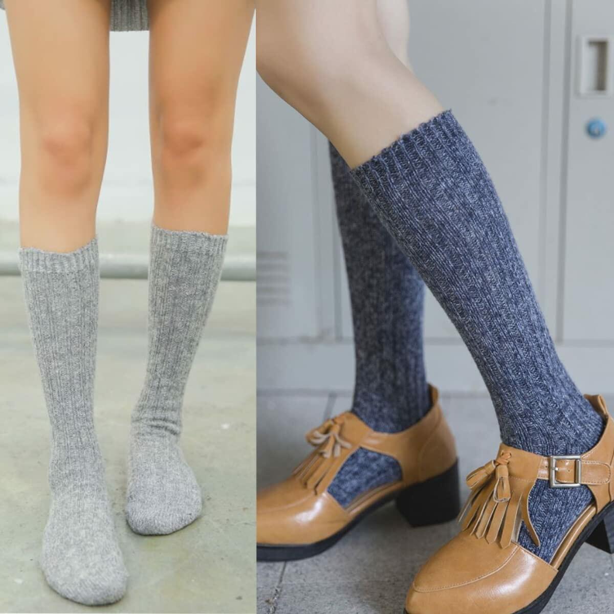 Calcetines altos de punto trenzado para mujer TINTAO, hasta la rodilla, 3 pares, talla 5-11 A10