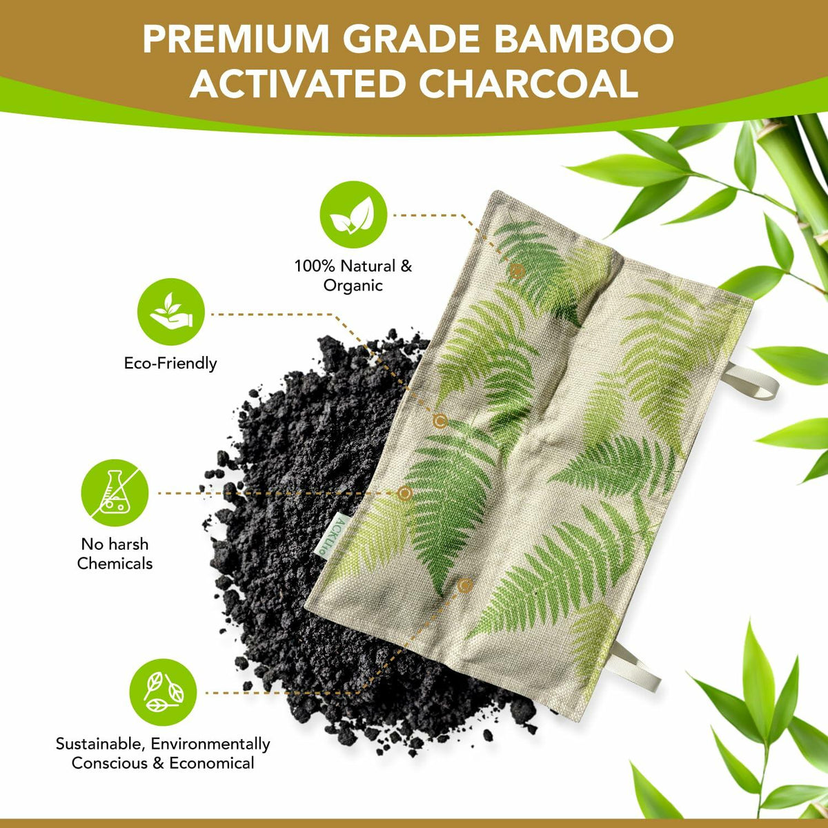 ACKU10 Bamboo Charcoal Odor Absorber for Clothing Closets 1-Pack Off White