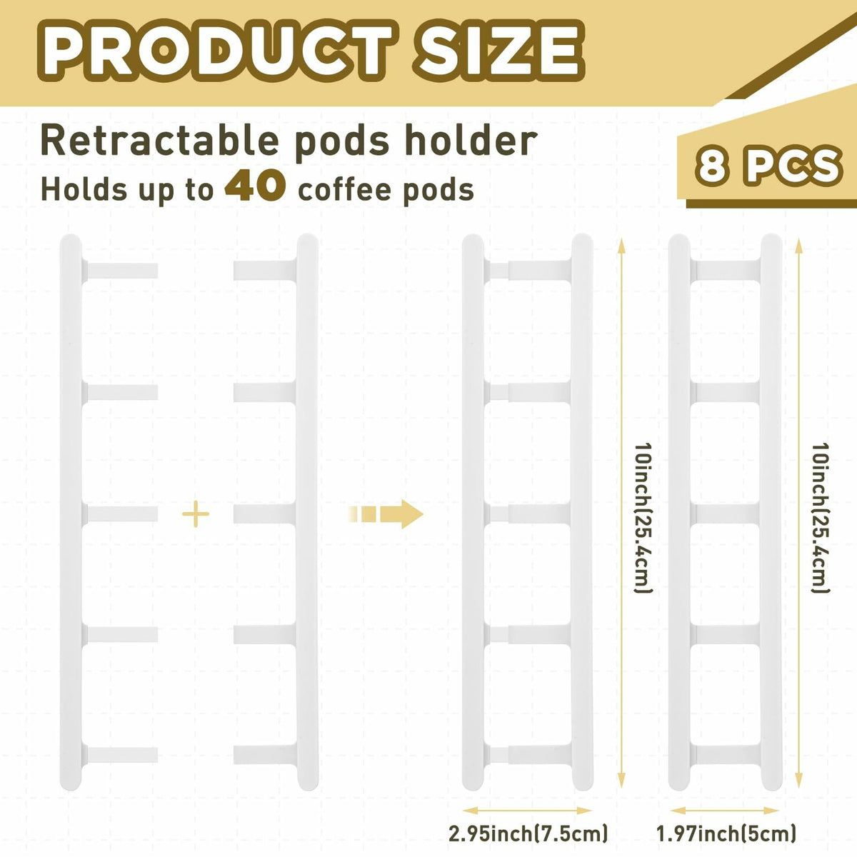 Threehoney Adhesive Coffee Pod Holder 8 Pack Holds 20 Capsules Wall Mount