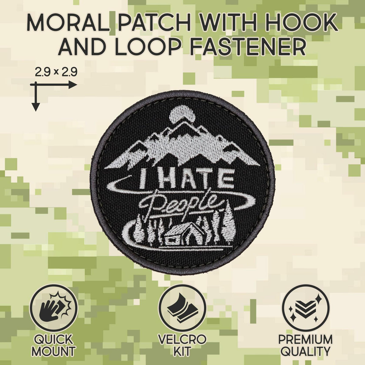 Funny Tactical Morale Patch "I Hate People" for Jackets, Bags, Gear