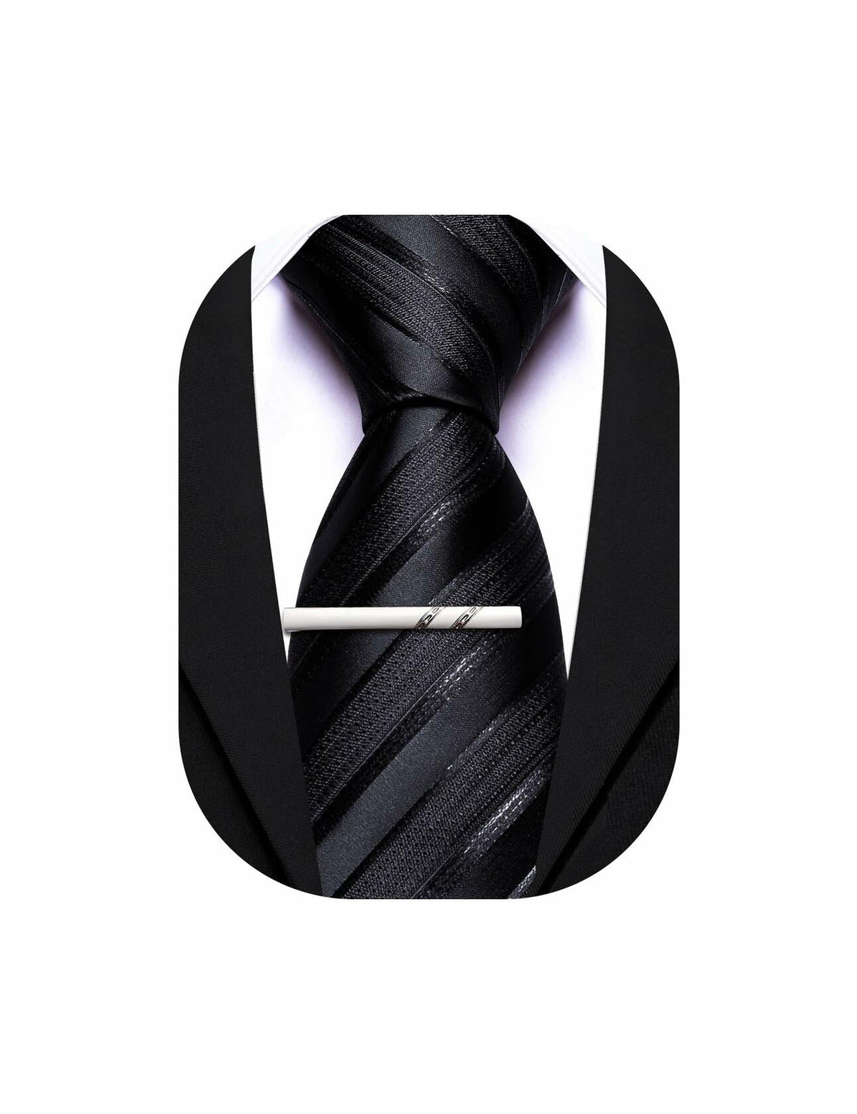 Barry.Wang Silk Men Striped Necktie Tie Clip Blush Pink Size One Size