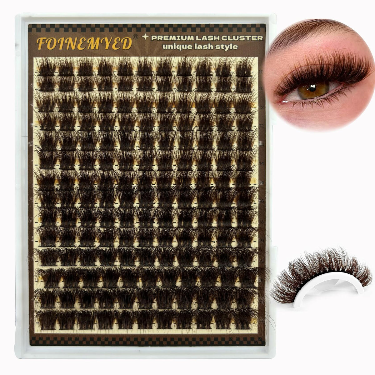 FOINEMYED Brown Lash Clusters 10-20mm 154PCS Fluffy Individual False Lashes