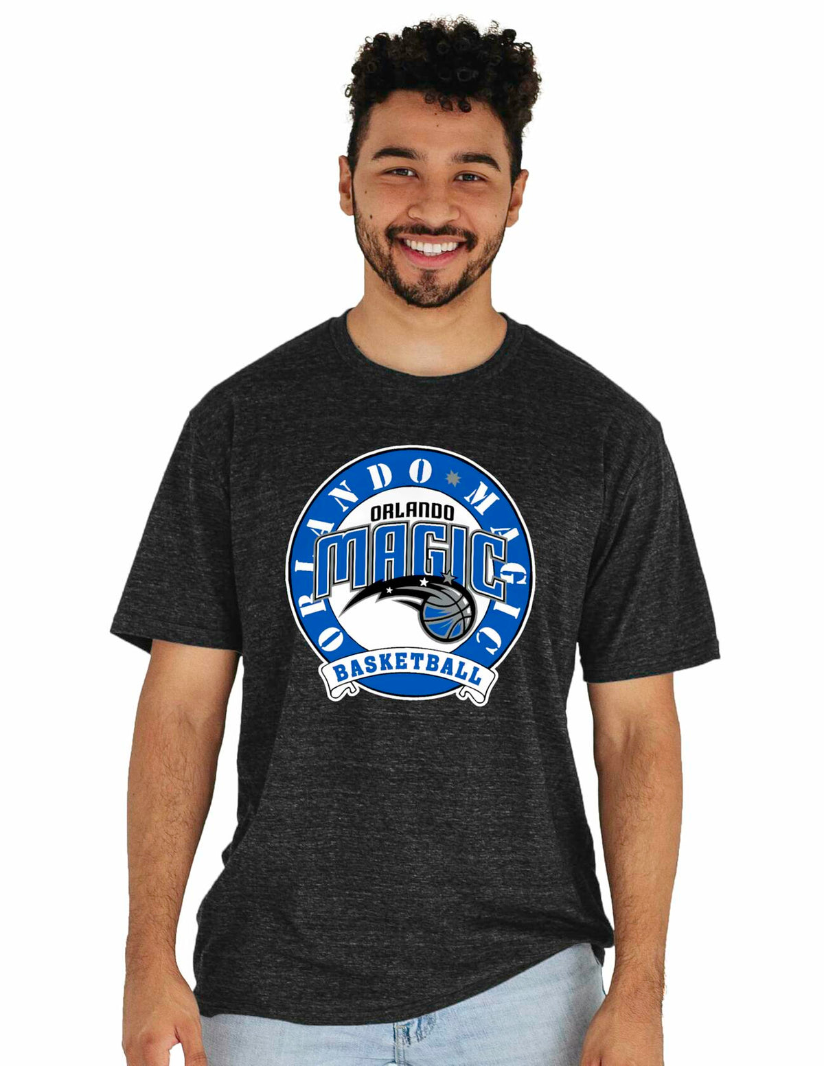 Camiseta de tri-mezcla con licencia oficial de la NBA de los Orlando Magic, negra, talla pequeña
