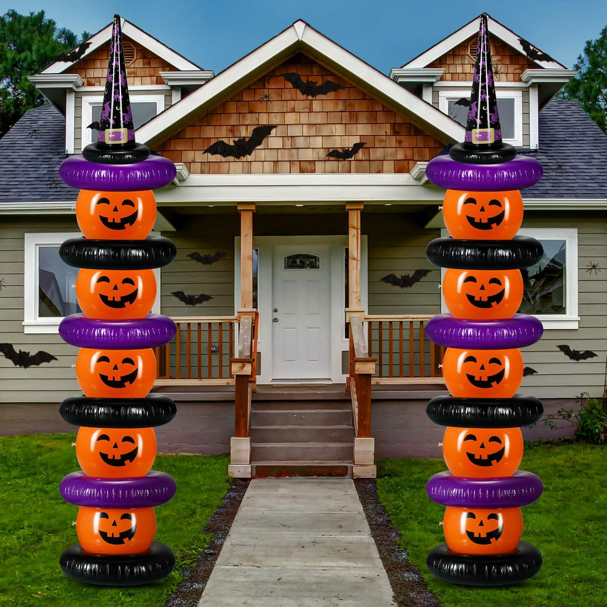 Kit de fiesta de 24 bolas inflables de Halloween Lunmon, flotadores de piscina de calabaza