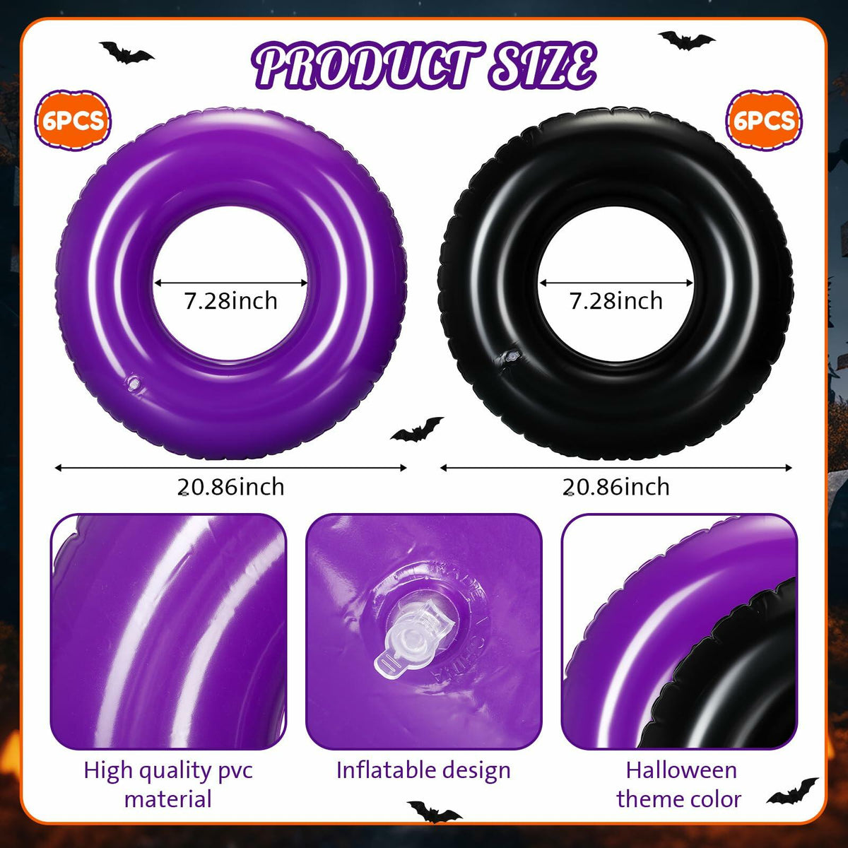 Kit de fiesta de 24 bolas inflables de Halloween Lunmon, flotadores de piscina de calabaza