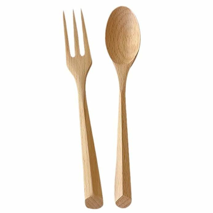 Juego de 20 cucharas y tenedores de madera estilo japonés Chen Mi, cubiertos reutilizables