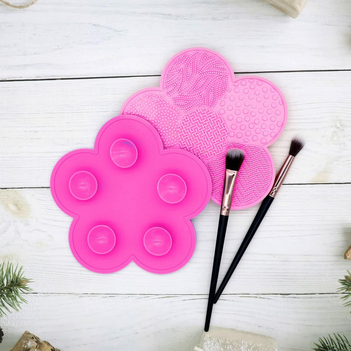 Almohadilla de limpieza para brochas de maquillaje OUYFBO, paquete de 2, tapete de silicona con ventosa
