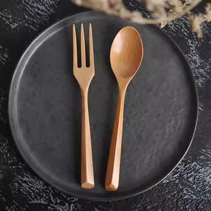 Juego de 20 cucharas y tenedores de madera estilo japonés Chen Mi, cubiertos reutilizables