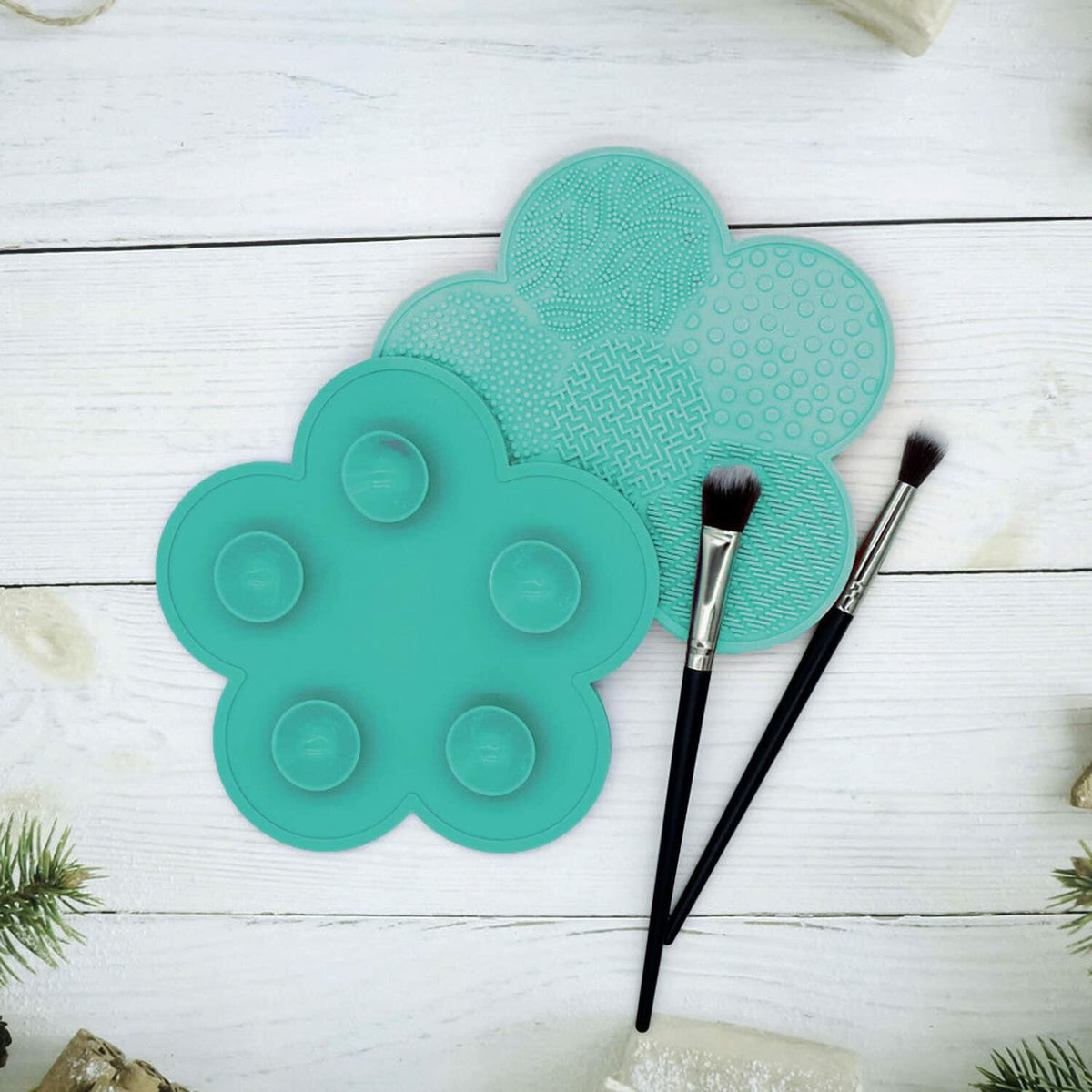 Almohadilla de limpieza para brochas de maquillaje OUYFBO, paquete de 2, tapete de silicona con ventosa