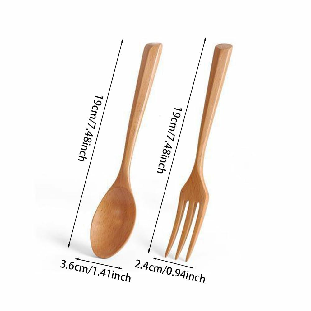 Juego de 20 cucharas y tenedores de madera estilo japonés Chen Mi, cubiertos reutilizables