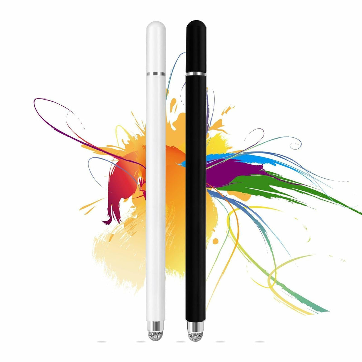 Lápiz capacitivo 2 en 1 para pantalla táctil KRSABO, paquete de 2, aluminio, blanco y negro