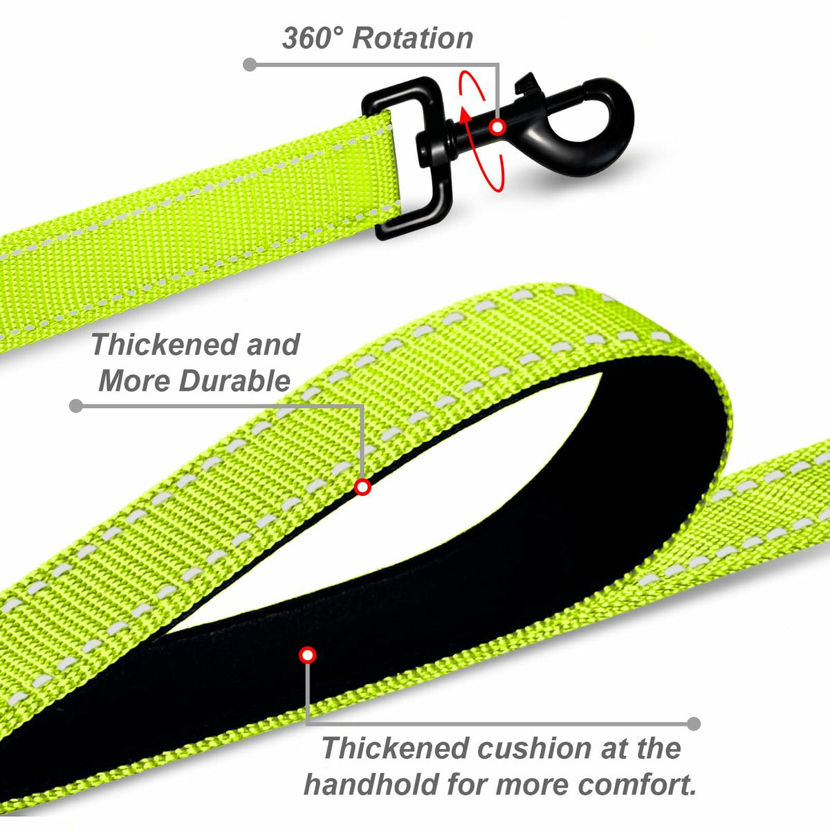 Correa para perro Htnlbqy, nailon reforzado, reflectante, 5 pies (1.5 m), verde brillante