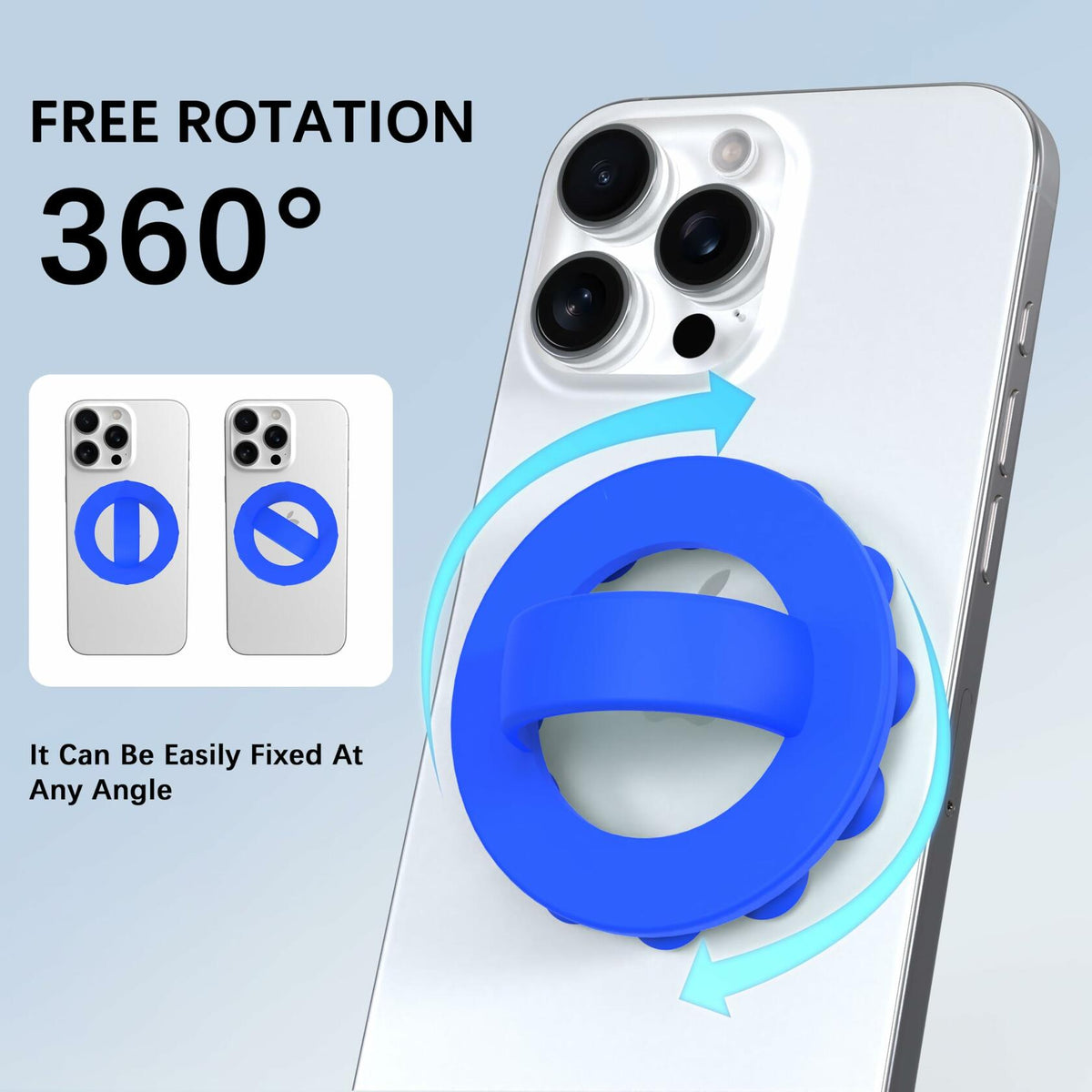 Soporte de silicona para teléfono HZZADZXW, agarre desmontable, asa cómoda, azul