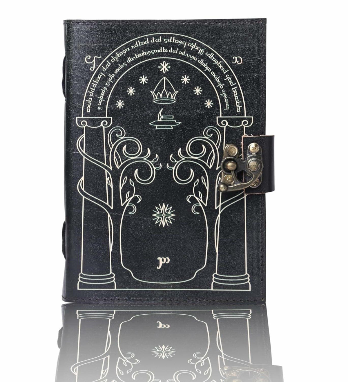 Diario de piel con cruz celta, libro de hechizos de tapa dura, agenda vintage, negro