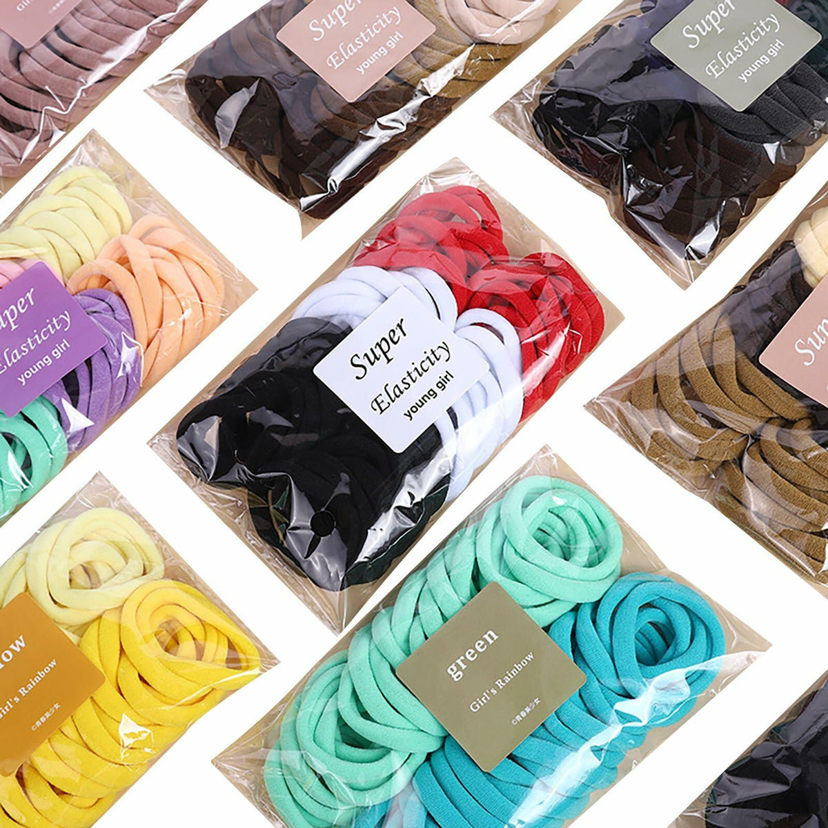 Ligas para el cabello negras TANJY, 100 piezas, elásticos sin costuras para cabello grueso