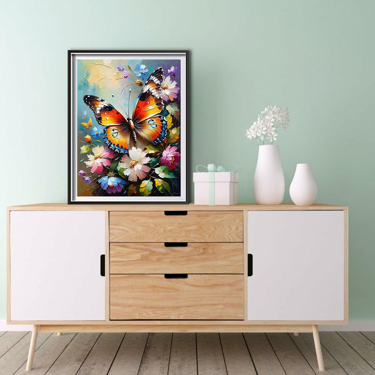 LYKEJI Butterfly Diamond Painting Kit 11.8x15.7 Inch Colorful 5D Full Round