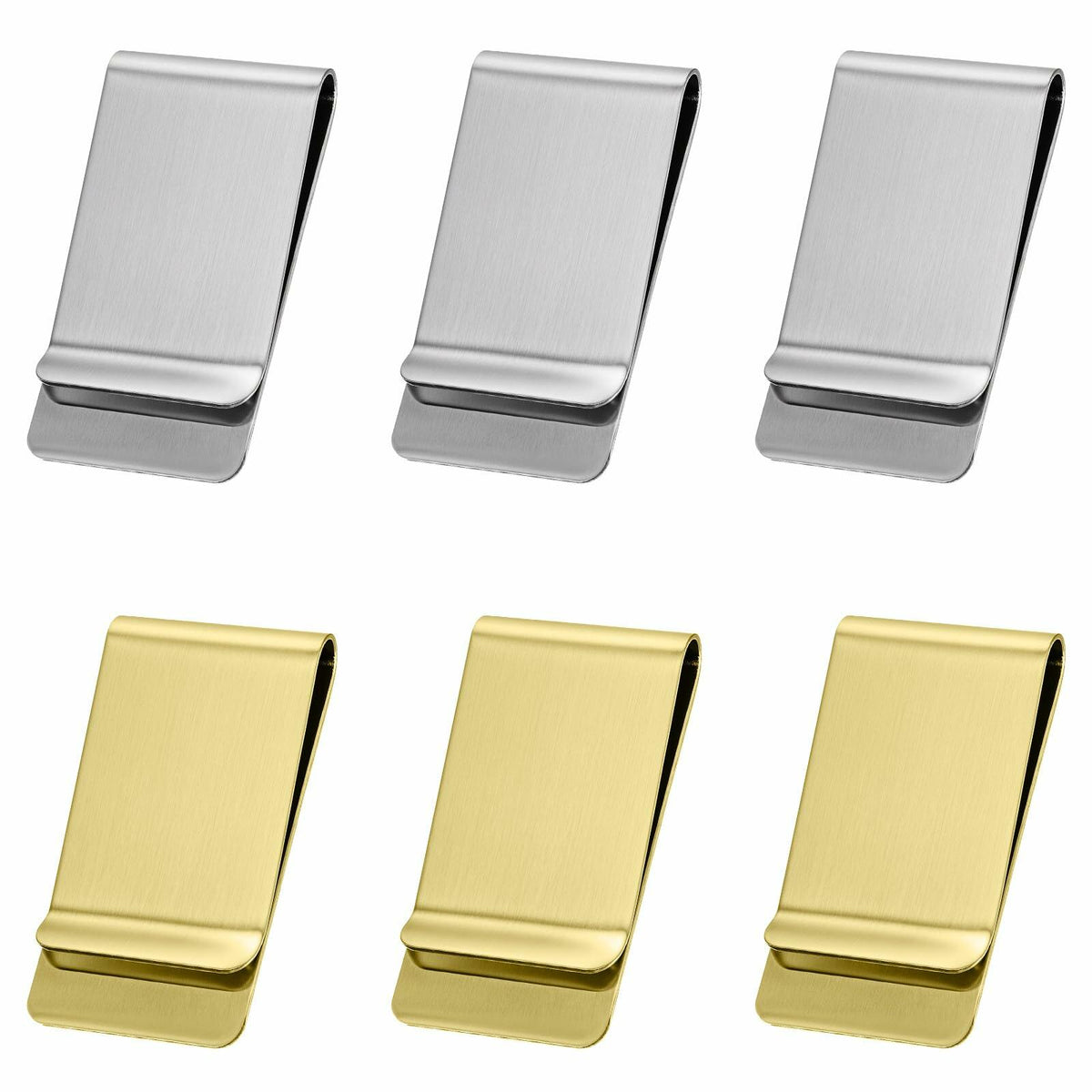 Qianyu Slim Money Clip 6 Pack Stainless Steel Cash Card Holder Gold Silver