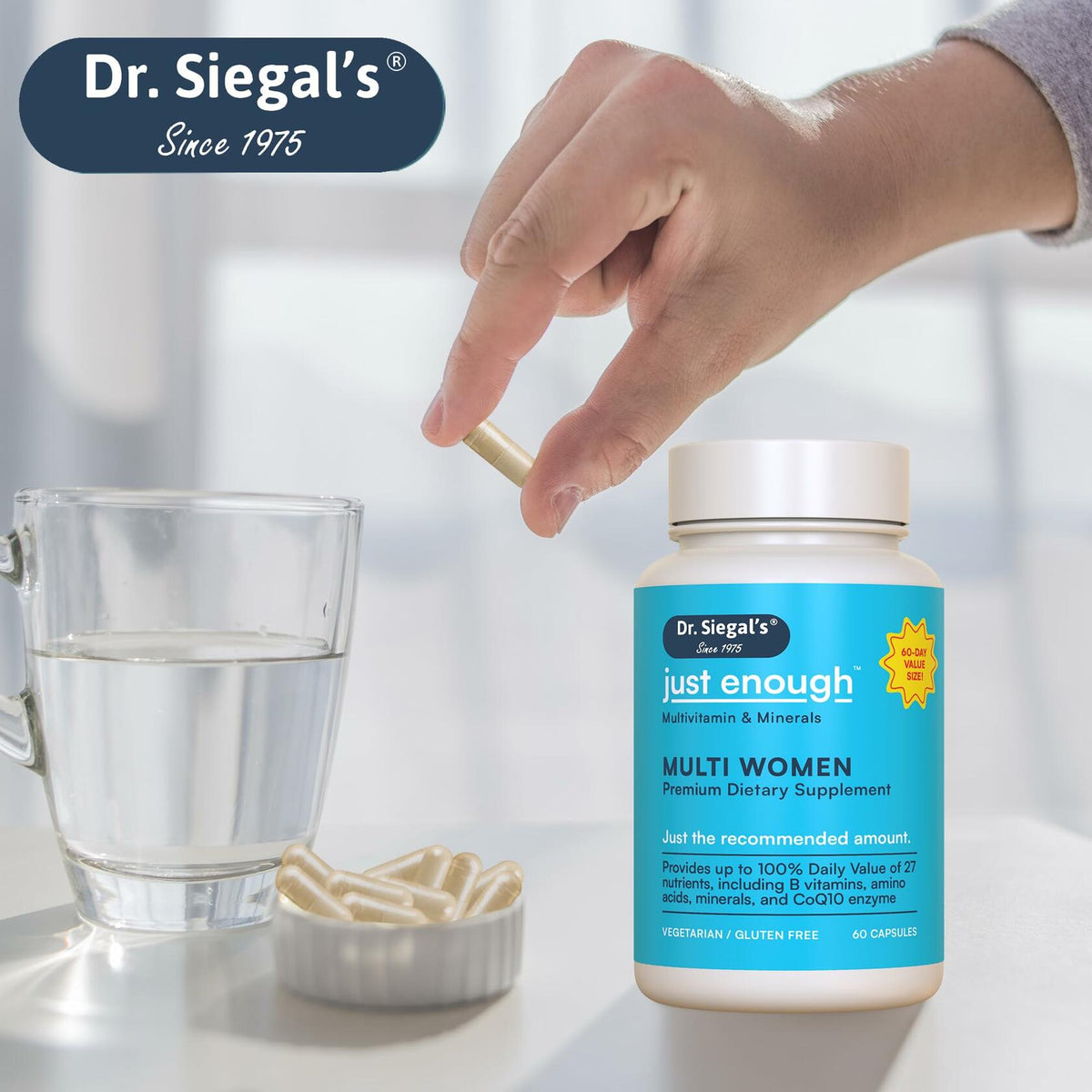 Consumir preferentemente antes del 25/12, Multivitamínico para mujeres Just Enough de Dr. Siegal, 60 cápsulas