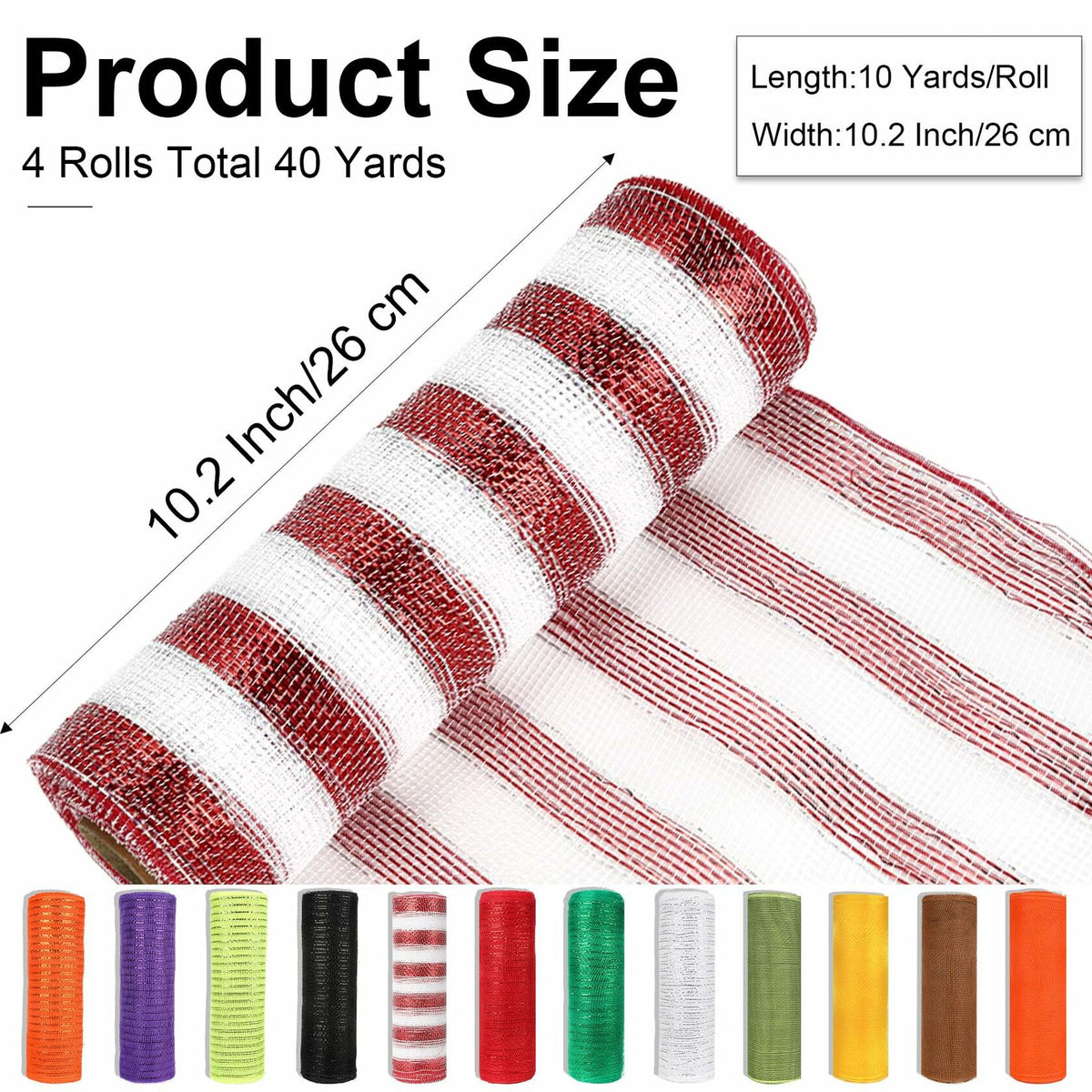 Cinta de malla metálica Funactu, 10 pulg. x 30 pies, decoración navideña de papel aluminio rojo